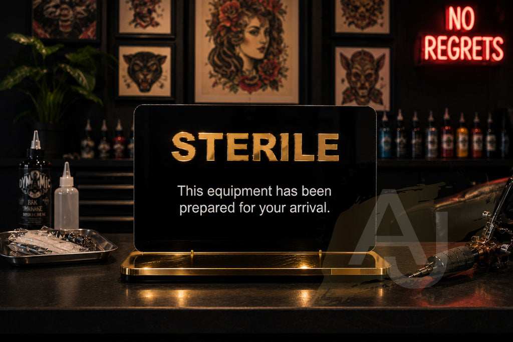 Mini Sterile Equipment Acrylic Sign | Free Standing