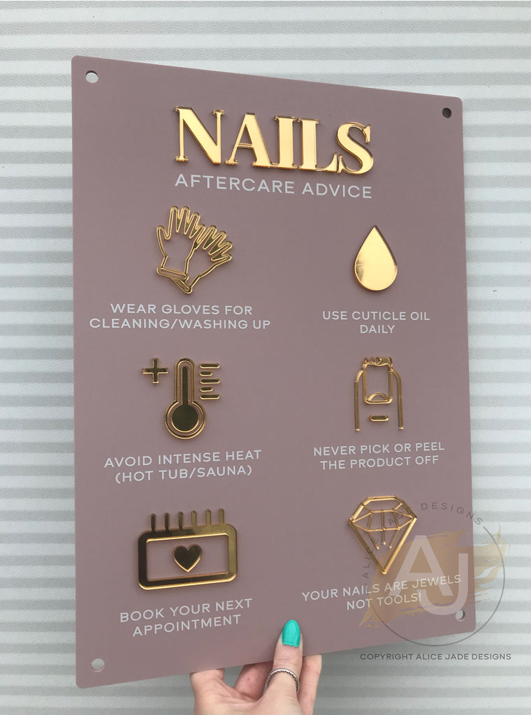 Nail Aftercare Advice Acrylic A3 Wall Sign | Beauty Sign | Business Sign | Spa Sign | Salon Sign | Salon Decor