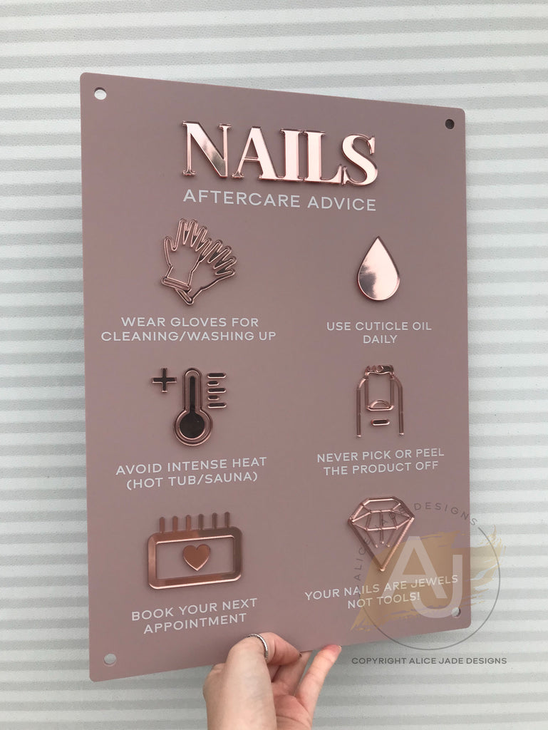 Nail Aftercare Advice Acrylic A3 Wall Sign | Beauty Sign | Business Sign | Spa Sign | Salon Sign | Salon Decor