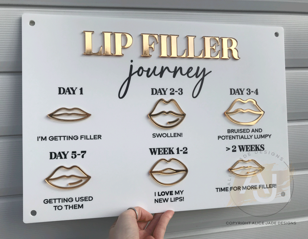 Lip Filler Journey Aftercare Advice Acrylic A3 Wall Sign | Beauty Sign | Business Sign | Spa Sign | Salon Sign | Salon Decor