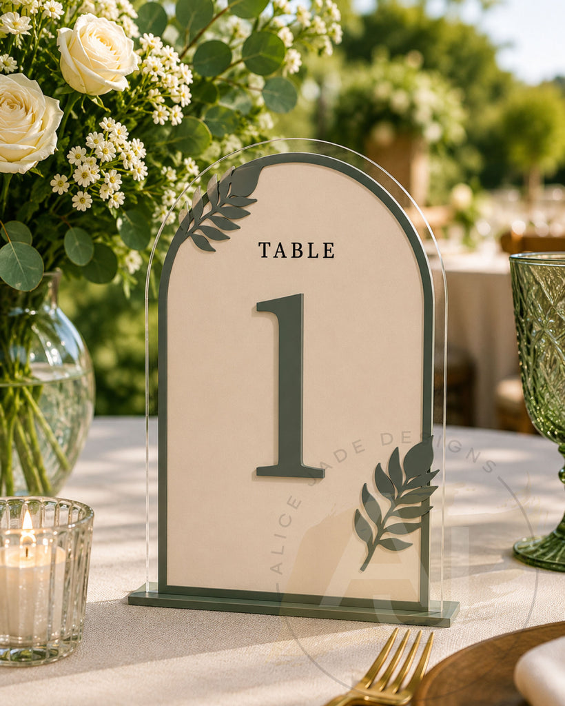 Botanical Arch Acrylic Table Numbers | Wedding Reception Decor