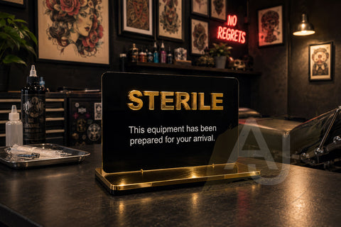 Mini Sterile Equipment Acrylic Sign | Free Standing