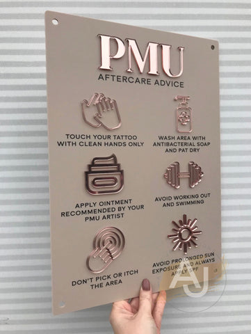 PMU Aftercare Advice Acrylic A3 Wall Sign | Beauty Sign | Business Sign | Spa Sign | Salon Sign | Salon Decor