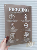 Piercing Aftercare Advice Acrylic A3 Wall Sign | Studio Sign | Business Sign | Salon Sign | Studio Decor
