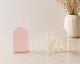 Mini Acrylic Arch Signs | Small Freestanding Sign | Market Display Sign | Modern Acrylic Place Card