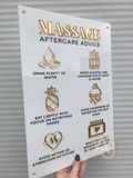 Massage Aftercare Advice Acrylic A3 Wall Sign | Beauty Sign | Business Sign | Spa Sign | Salon Sign | Salon Decor