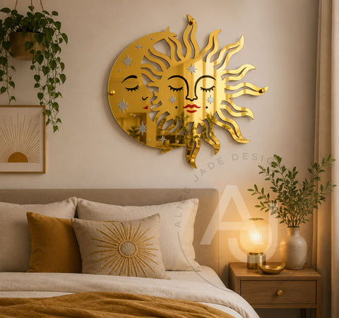 Celestial Sun & Moon Mirror Wall Art