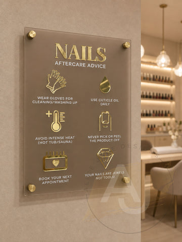 Nail Aftercare Advice Acrylic A3 Wall Sign | Beauty Sign | Business Sign | Spa Sign | Salon Sign | Salon Decor