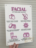 Facial Aftercare Advice Acrylic A3 Wall Sign | Beauty Sign | Business Sign | Spa Sign | Salon Sign | Salon Decor