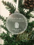 Personalised New Home Christmas Tree Frosted Bauble Decoration