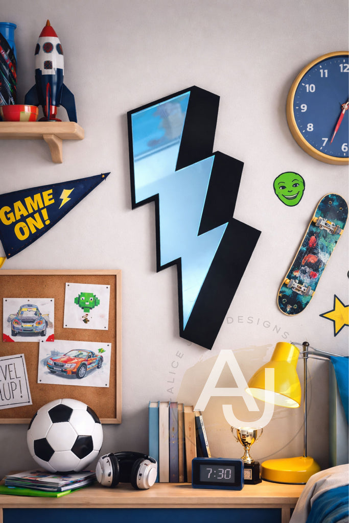Lightning Bolt Mirror Light Blue