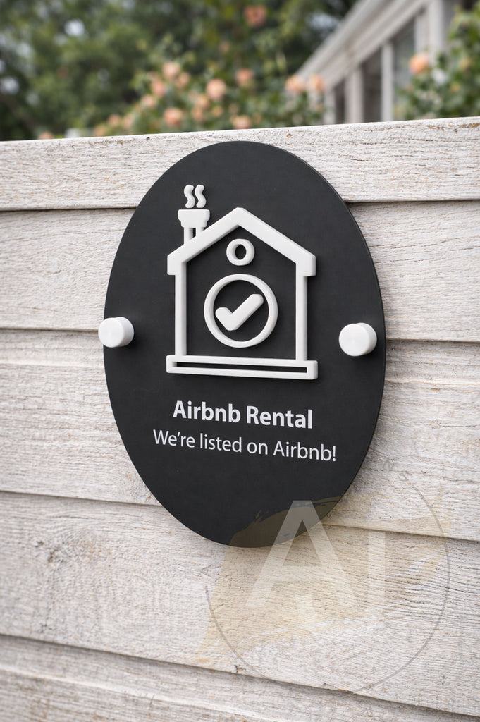 Custom Acrylic Airbnb Rental Sign – Modern Outdoor Property Advertising Plaque