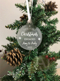 Personalised First Christmas Engaged Couples Tree Frosted Bauble Decoration Wedding Gift