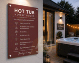 Custom Hot Tub Rules Plaque | Personalised Outdoor Acrylic Sign for Airbnb & Holiday Rentals